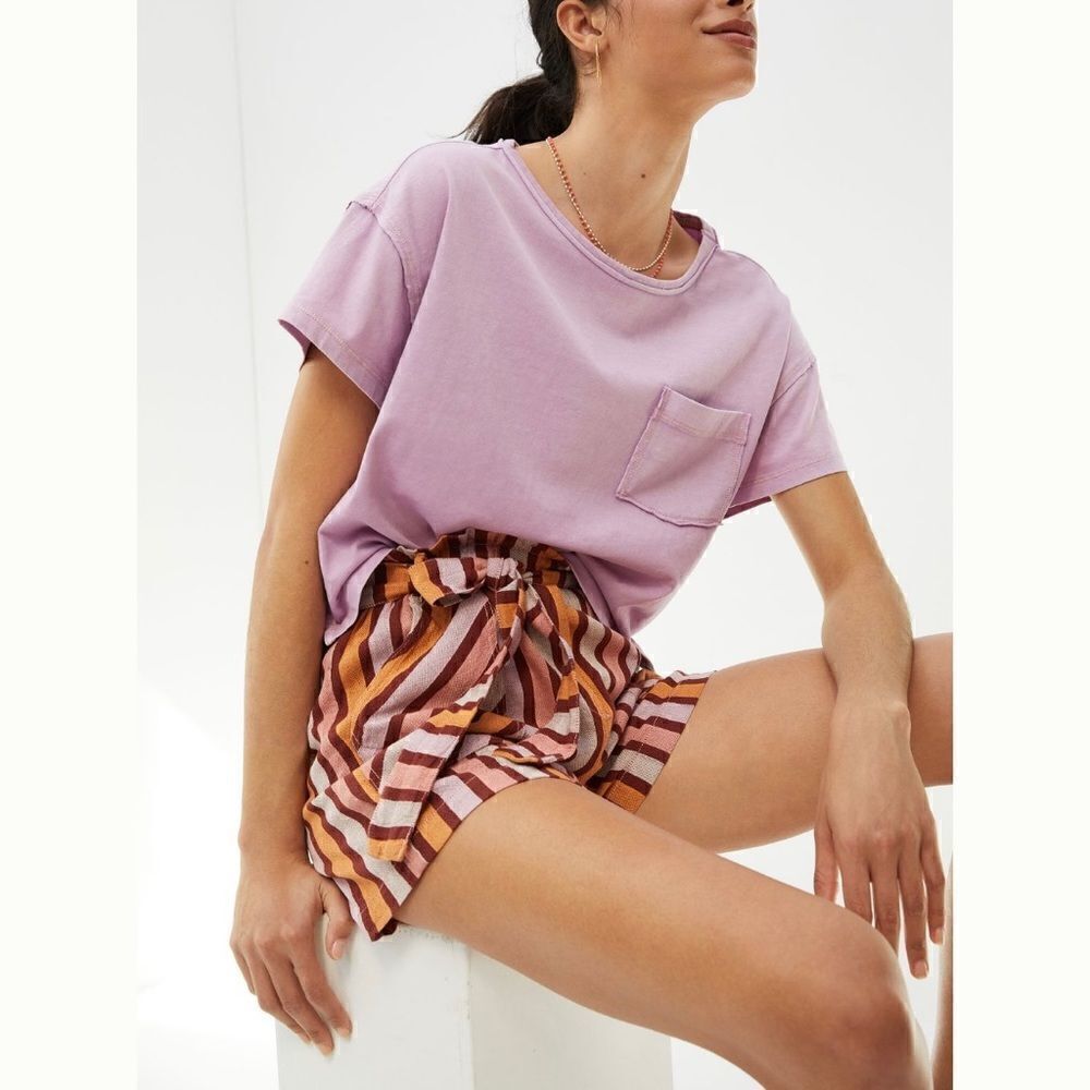 Anthropologie Belted Stripe Shorts | Size: Small | Color: Red Motif